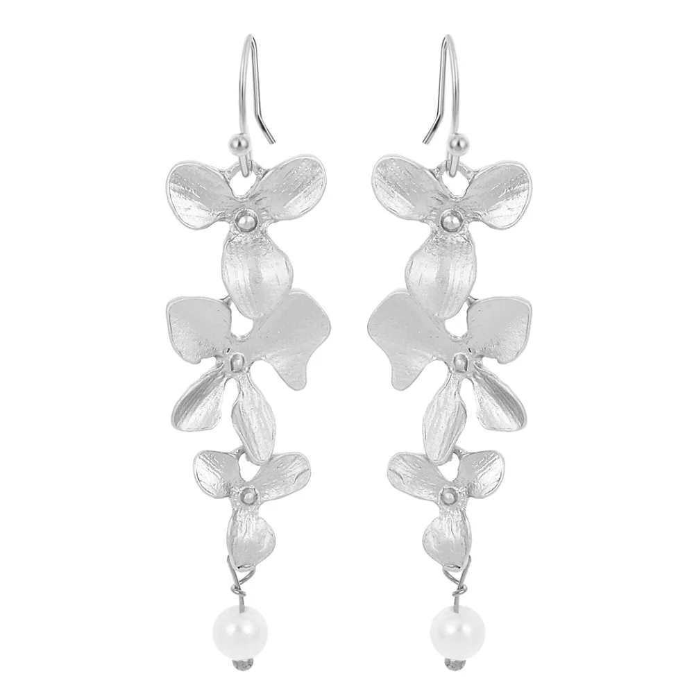 

Cxwind Charm Orchid Lotus Flower Peals Earrings for Women Bridal Jewelry Brincos De Festa Statement Earrings