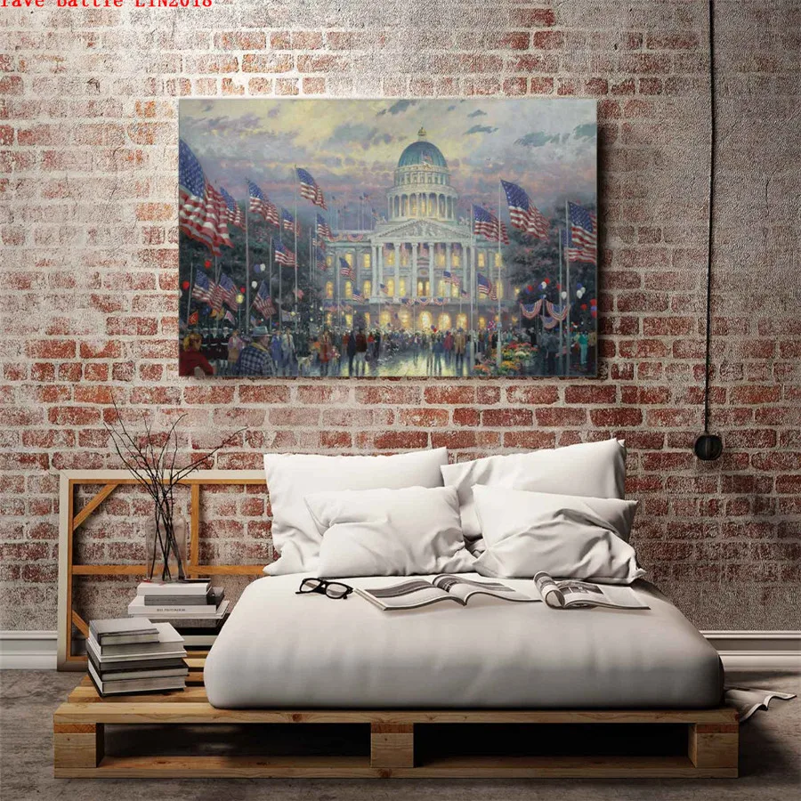 Томас Кинкейд флагов над Капитолия холст для живописи принт Гостиная домашний