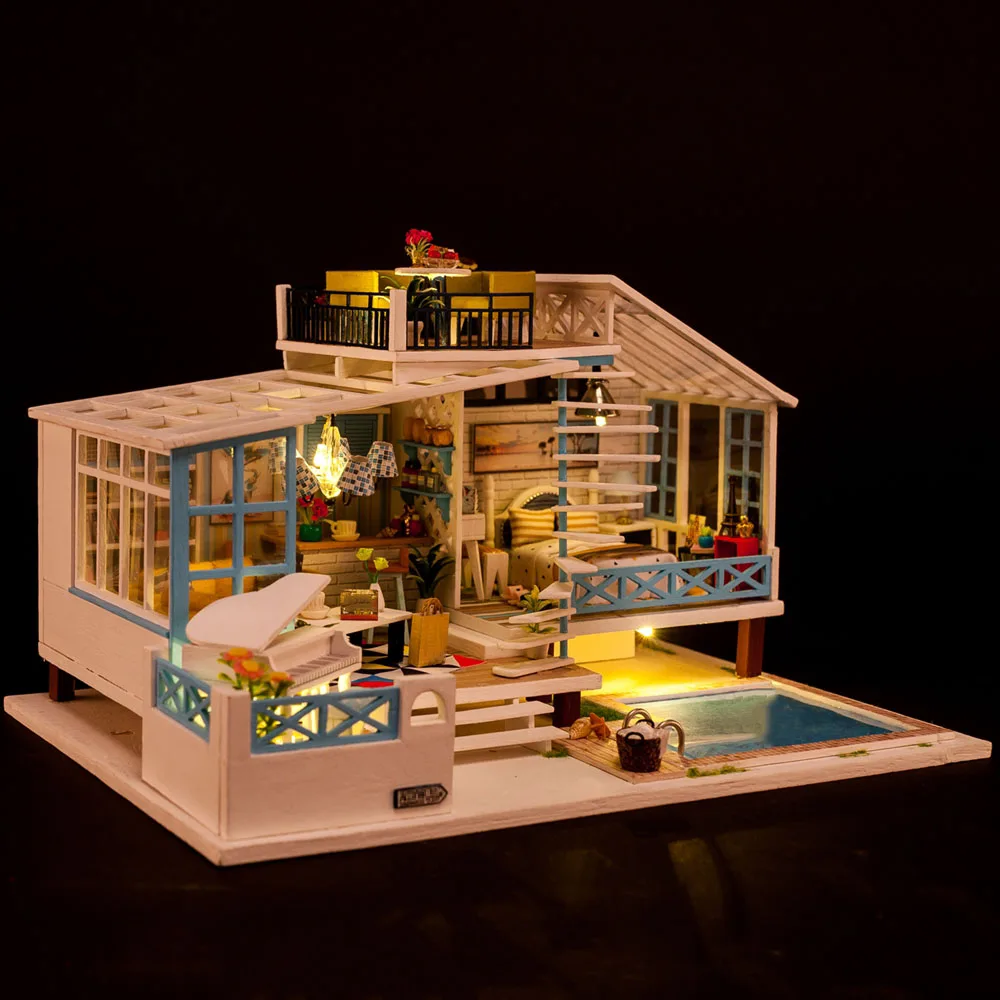 Детские игрушки Diy кукольный домик собирать деревянные Miniaturas кукольный дом мебель миниатюрный кукольный домик Головоломка Развивающие игрушки для детей