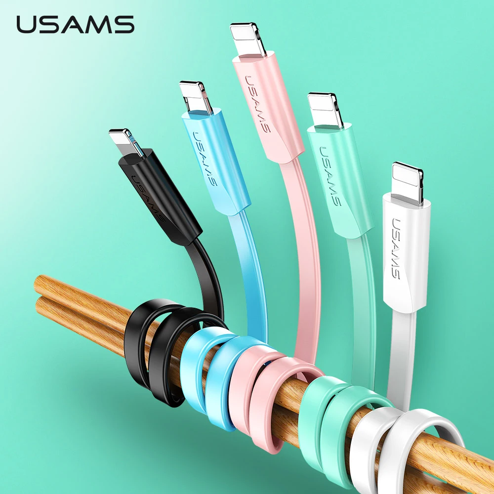 Плоский зарядный кабель для iPhone xs max x 8 7 6 Plus iPad USAMS 0 m 1 2 2m 2A передачи данных быстрой