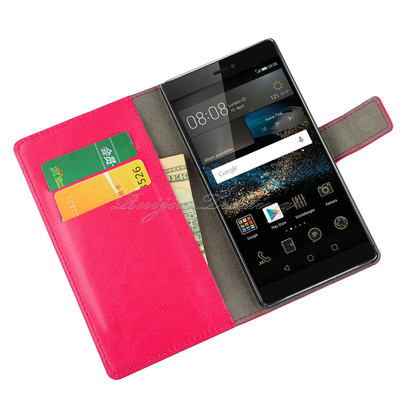 Роскошь кожи сальто Стенд мобильный чехол для телефона huawei P7 P8 lite Y330 бумажник с