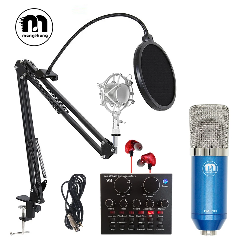 Профессиональный BM700 конденсаторный микрофон Mic караоке KTV пение Студия комплект