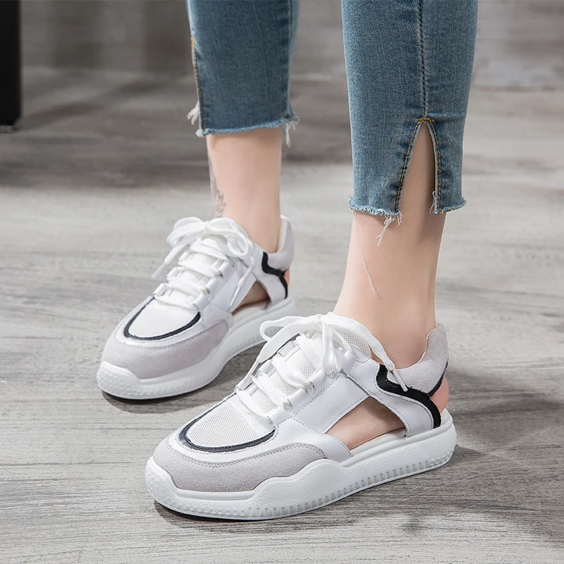RASMEUP Women's Flat Platform Sandals 2019 Summer Fashion Women Lace Up Sandal Comfortable Casual Chic Woman Shoes Footwear Pink | Обувь