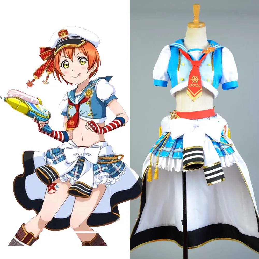 LoveLive костюм моряка Love Live Hoshizora Rin Navy Косплей Костюм Униформа для женщин девочек морской Аниме костюм на Хэллоуин полный комплект