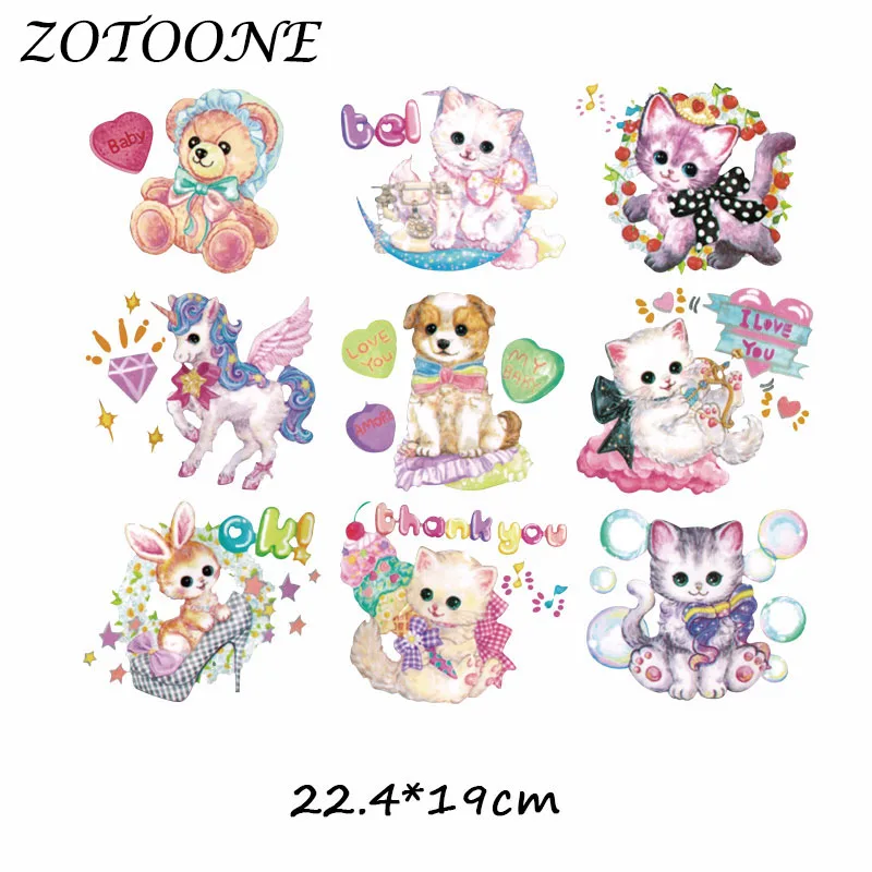 Милая нашивка ZOTOONE с единорогом кошкой собакой для одежды термотрансферные