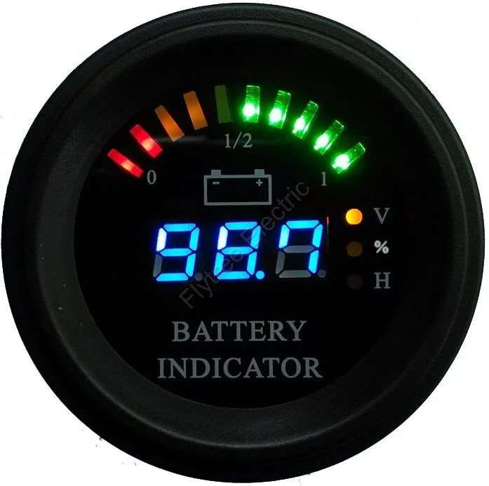Круглый светодиодный индикатор заряда батарей 12-100 V