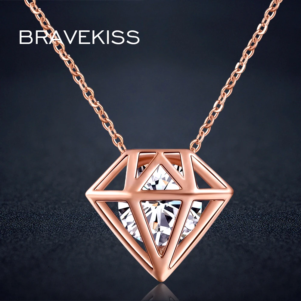 BRAVEKISS Трендовое круглое ожерелье с подвеской в виде клетки из фианита для женщин