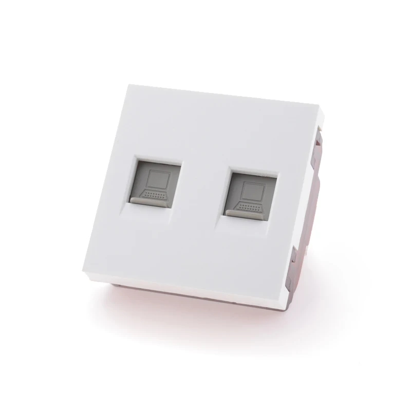 White 2 RJ45 Outlet Двойной/один интернет компьютер CAT5e RJ45 розетка функция ключ для модуля только белый/черный пластик diy части - Тип: White 2 RJ45 Outlet