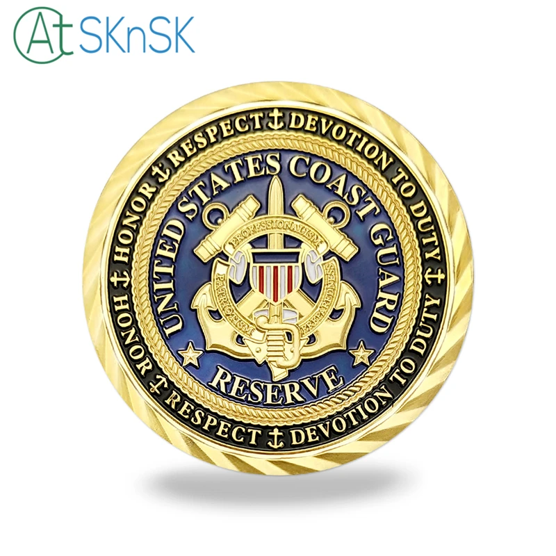 

1PC USCG Gold Plated Coin Army Commemorative Medals United States Coast Guard Reserve Security Detachment Challenge Coin collect