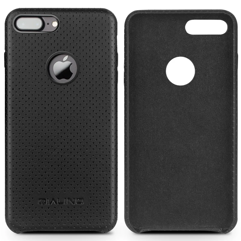 Чехол QIALINO из натуральной кожи для iPhone 7 роскошный модный ультратонкий черный