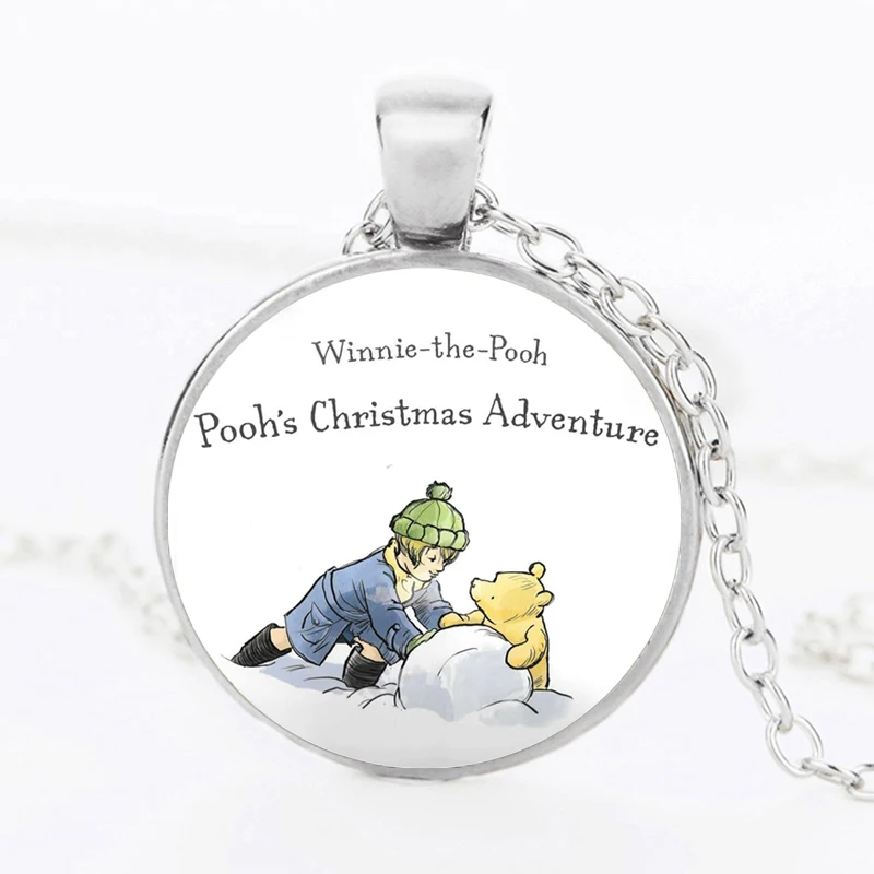 Cute Yellow Bear Round Glass Pendant Necklace Kawaii Cartoon Animal Necklaces For Women Kids Best Friends Gift Fashion Jewelry | Украшения