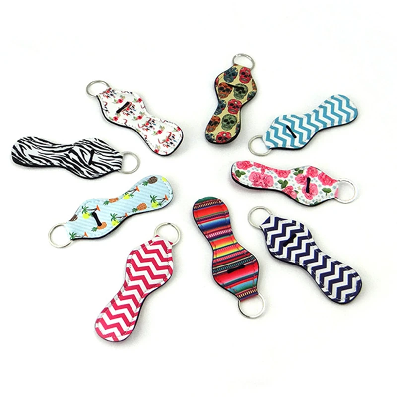 

100pcs Personalized Baseball Chapstick Holder Keychain Monogrammed Neoprene Ball Season Keychain Sports Softball Lip Balm Holder