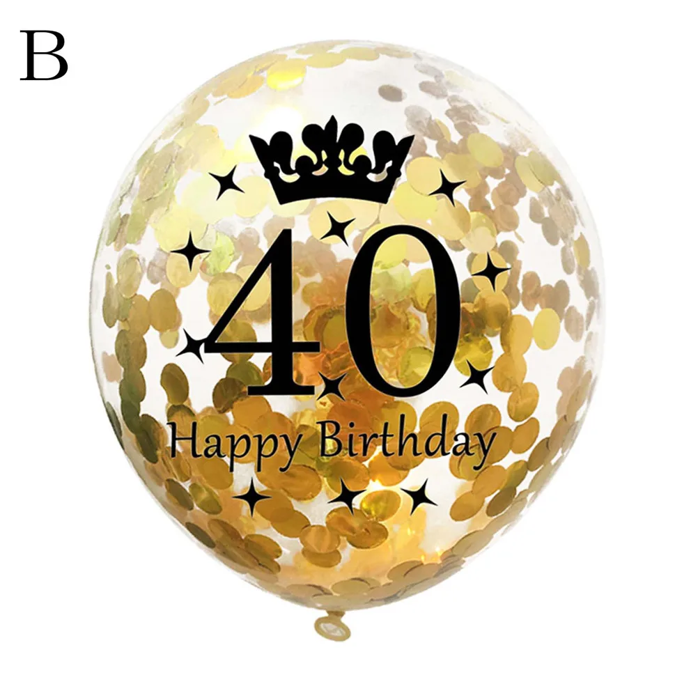 B Горячая 30 40 50 день рождения Globos Baby Shower Happy Birthday party украшение для взрослых подарки 12 дюймов Прозрачные Шары с золотыми конфетти латекс - Цвет: B