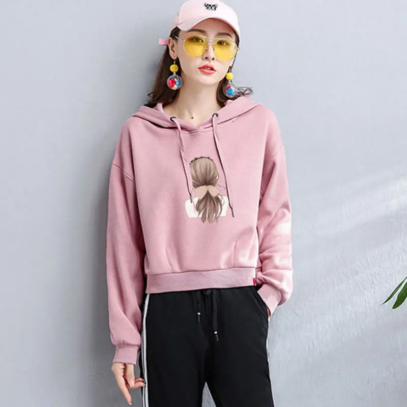 Spring Hoodie Womens Short Sweatshirt Autumn Casual Letter Print Sweatshirts Pullovers Women Hoodies Cotton Full G176 | Женская одежда