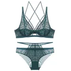 French bralette сексуальное ультратонкое нижнее белье, Классический бандажный комплект с бюстгальтером, черный комплект с красивой спинкой для женщин, Трусики с высокой талией, нижнее белье