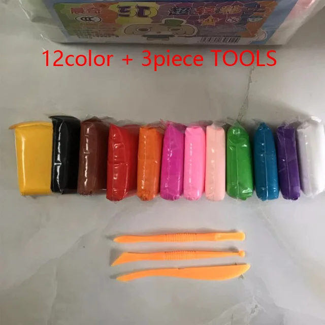 12pcs plasticine 12pcs 24pcs 36pcs/bag Colored Playdough Light Clay Toys DIY Light Soft Creative Handgum Toy Modelling Clay Air Dry plasticine - Цвет: 12pcs plasticine