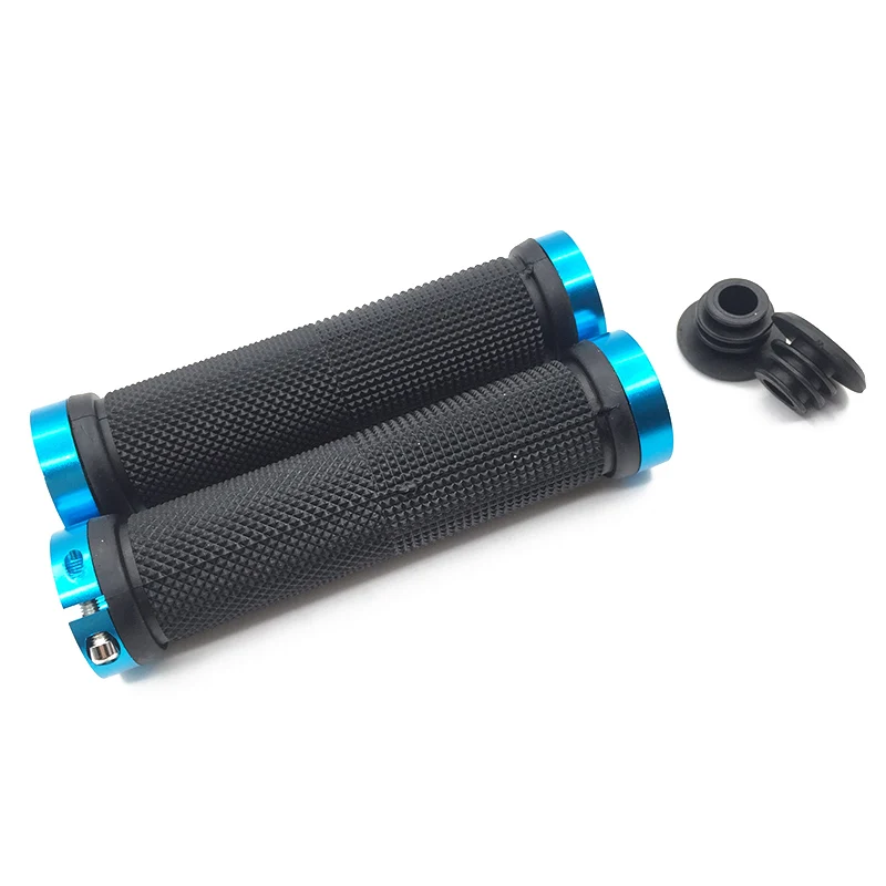 Blue 1 пара MTB BMX шоссейные велосипедные ручки противоскользящие резиновые велосипедные ручки для горного велосипеда замок на руле велосипеда концевые ручки - Цвет: Blue
