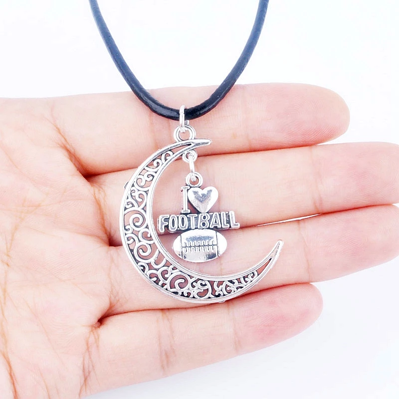 Античное серебряное ожерелье с полумесяцем и луной кожаное цепочкой новое