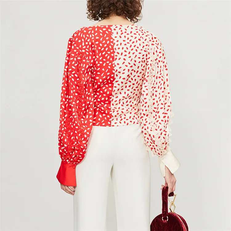 Женские блузки с длинным рукавом и v образным вырезом шифоновые розового