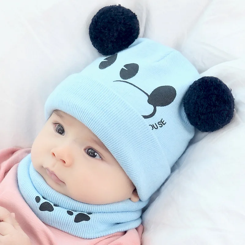Disney детская модная шерстяная шапка, вязаные рукава, теплая дышащая Детская шерстяная шапка с рисунком