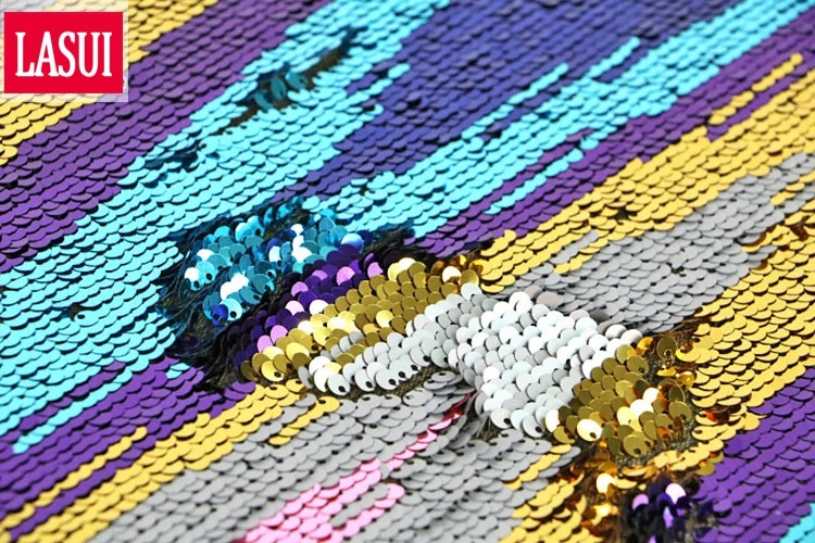 LASUI W0124 новая многоцветная рыбья чешуя с блестками DIY Высококачественная волнистая блестящая сетчатая кружевная ткань модная одежда костюм для сцены