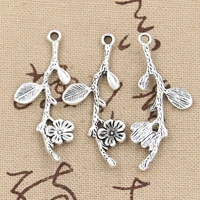 12pcs charms branch cherry blossom flower 41x17mm antique making pendant fitvintage tibetan bronzediy handmade jewelry