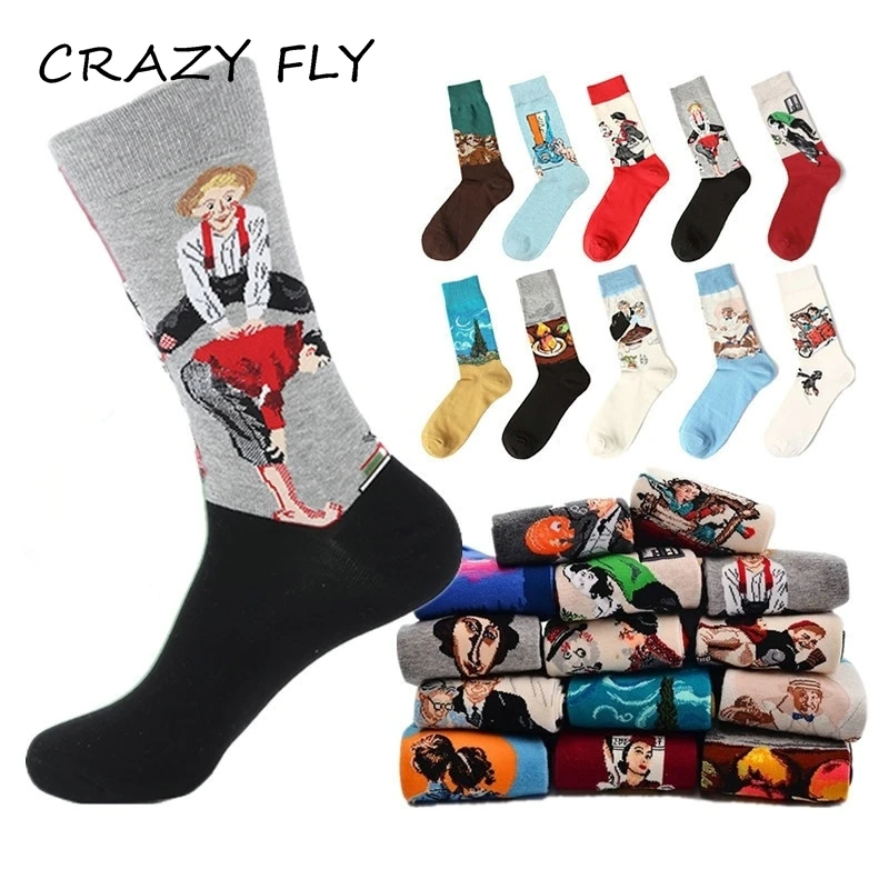 CRAZY FLY 2019 модные художественные женские носки абстрактная картина маслом серия