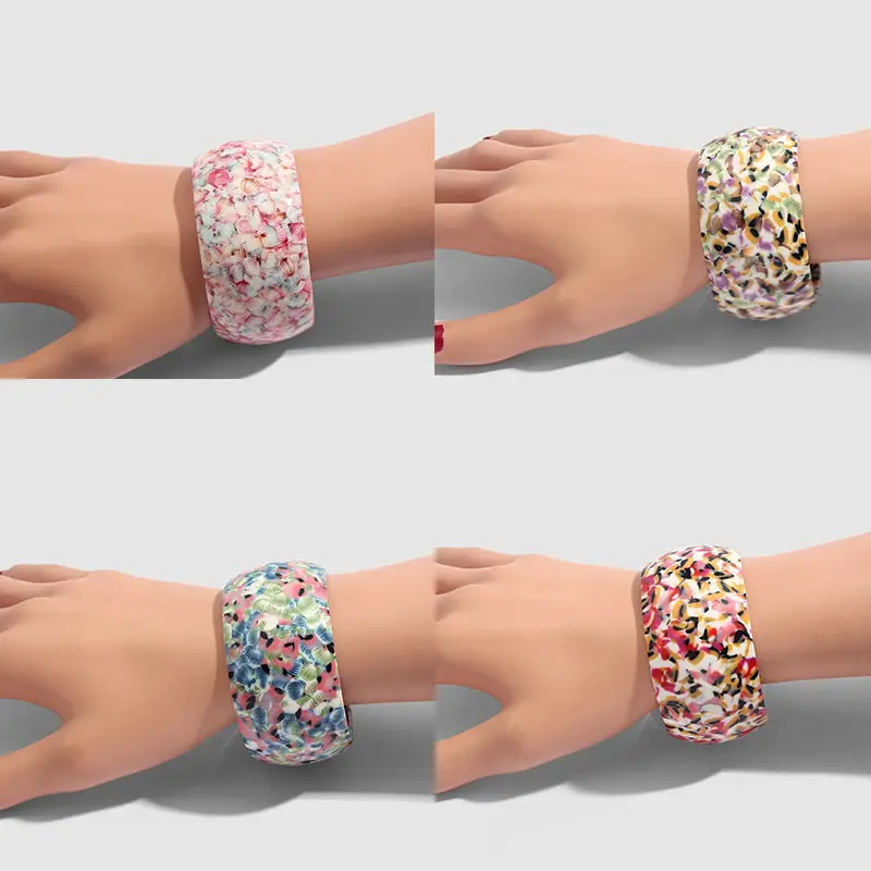 JJFOUCS модный Леопардовый Ацетатный браслет для женщин богемный открытый Кафф