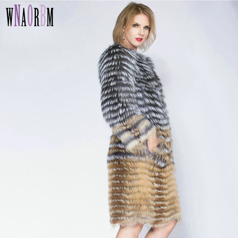 Sandbar Fur Wholesale Genuine Leather Real Fox Fur Sliver Fox Fur Women Coats Female natural color Real Fox Fur