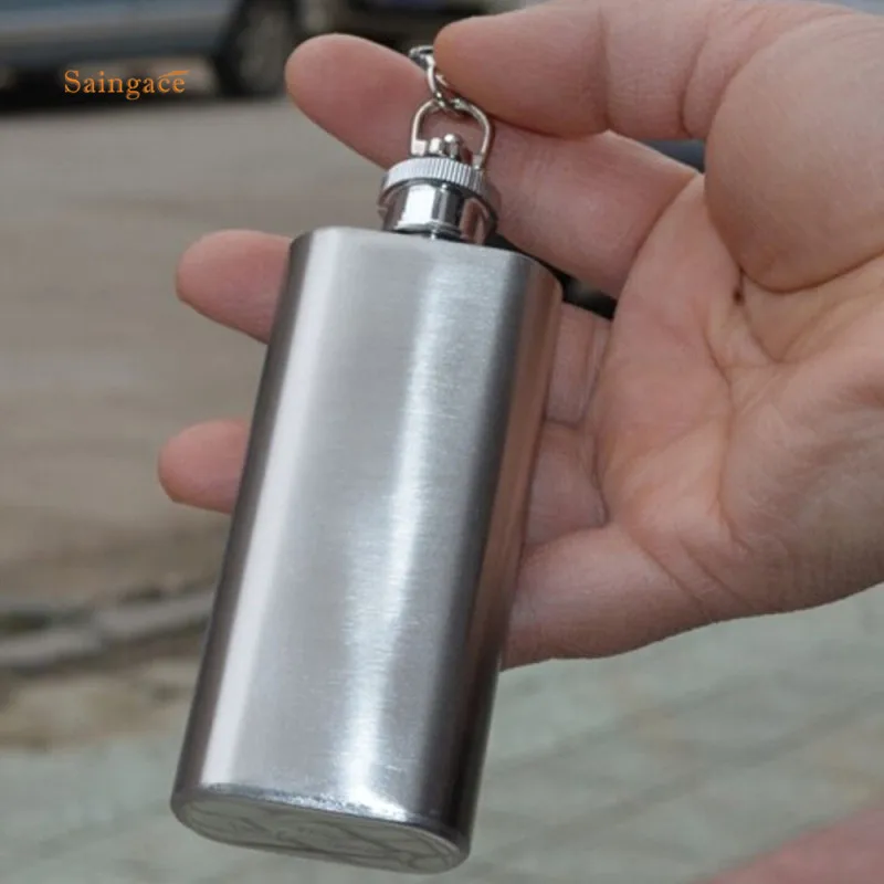 Saingace 2 унц. Мини нержавеющая сталь фляжка для спиртного кувшин с Брелок алкоголь виски, ликер Best подарок для друзей 1 шт