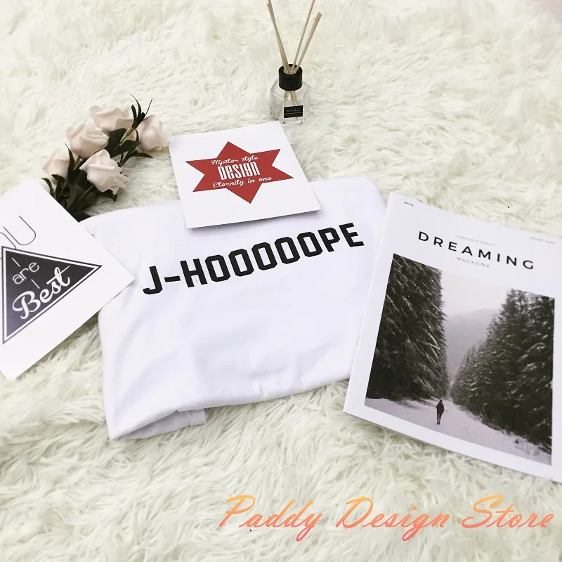 BANGTAN JHOPE J-HOOOOOPE футболка для женщин Топ Женская мода футболка с коротким рукавом Tumblr повседневная с буквенным принтом плюс размер футболка