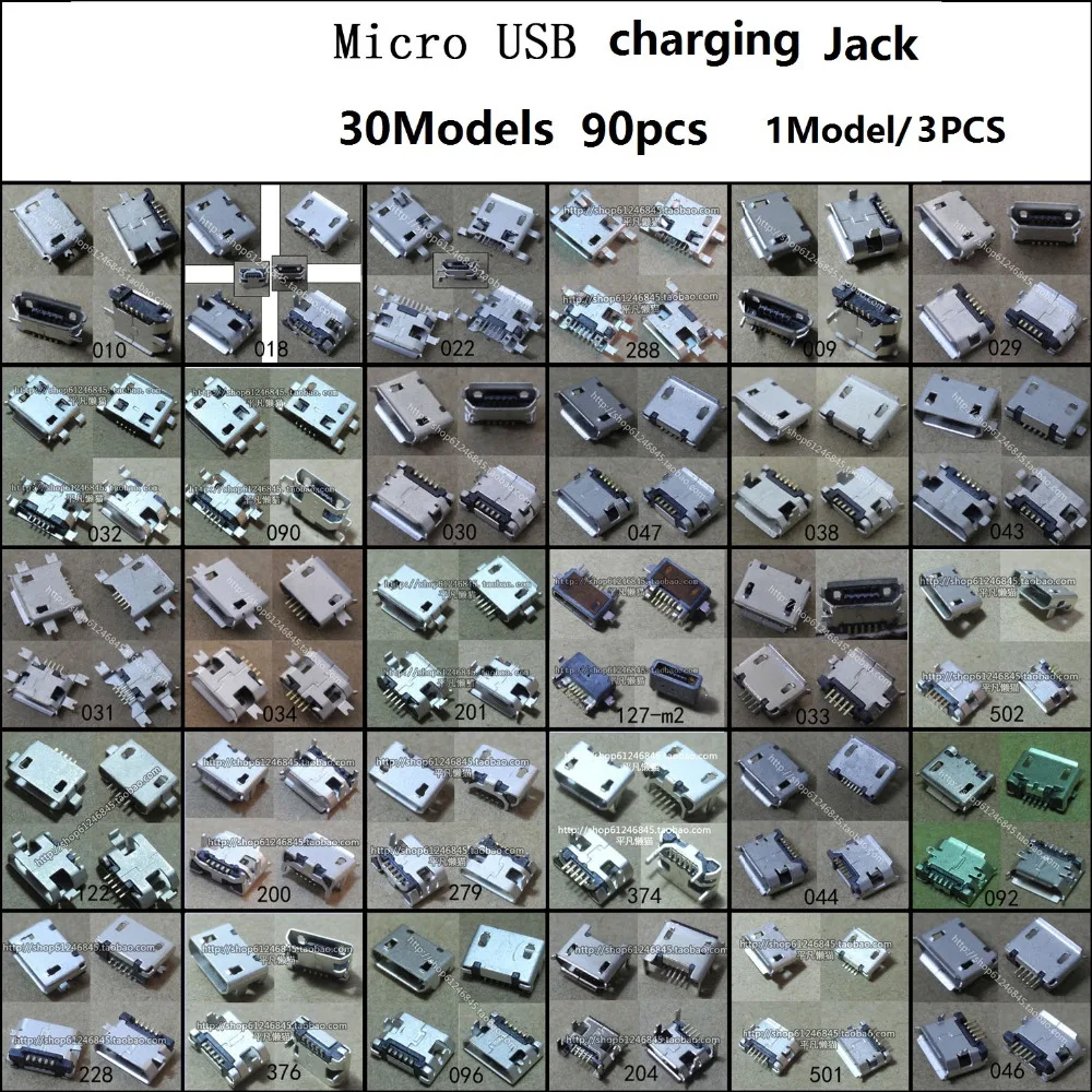 

90 шт., разъём Micro Usb WZSM, 30 моделей