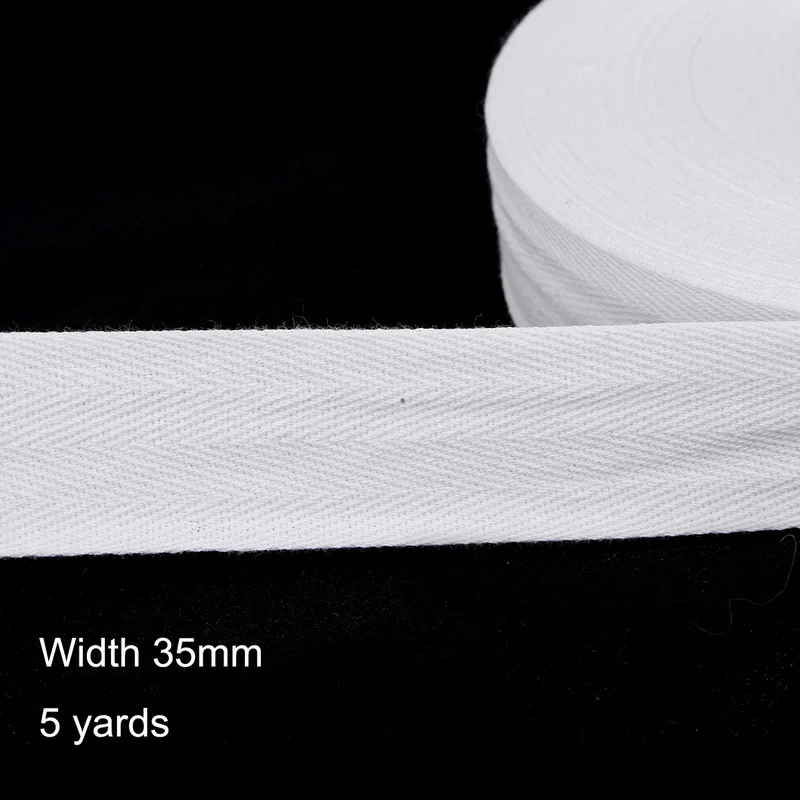 35mm White 5 ярдов/партия высокое качество белый ремень хлопок тесьма 10-50 мм елочка узор ленты DIY упаковка швейная одежда аксессуары - Цвет: 35mm White