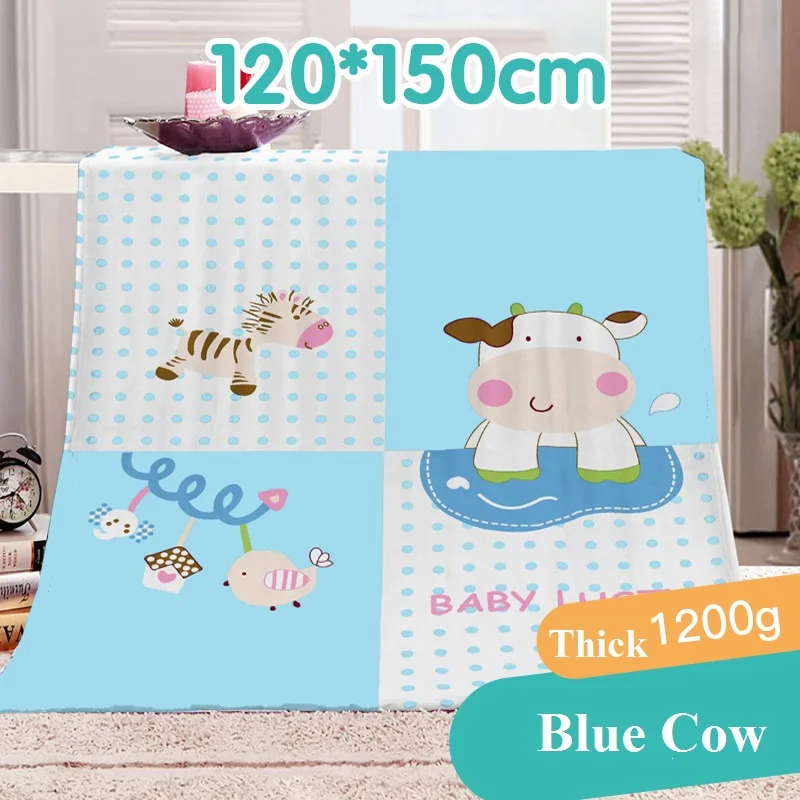 Thick cow1.2x1.5m Зимнее, уютное, теплое, Фланелевое детское одеяло s, для новорожденного, для детей, для дивана, для сна, покрывало, мультяшное, детское постельное белье, Стёганое, утолщенное, Двухслойное одеяло - Цвет: Thick cow1.2x1.5m