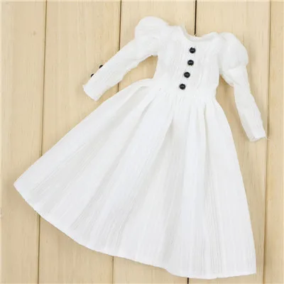 dress like pic Наряды для куклы Blyth, цельнокроеное простое белое платье, простой нарядный костюм для 1/6, azone BJD pullip licca - Цвет: dress like pic