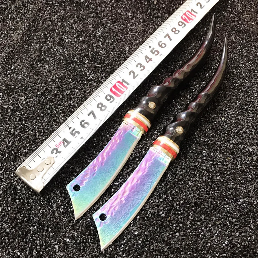 

High quality Damascus steel forged straight knife hunting high hardness outdoor self-defense knife tactical army Survival knife