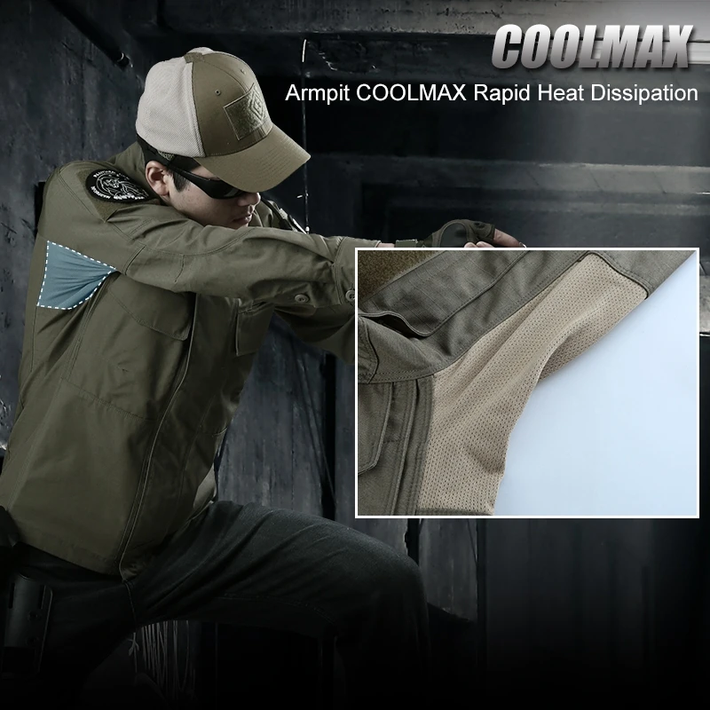 CQB Outdoor Sports Camping Tactical Military Men's Thin Training Jacket Water Repellent Clothes Collar Windproof Slim Fit Coat | Спорт и