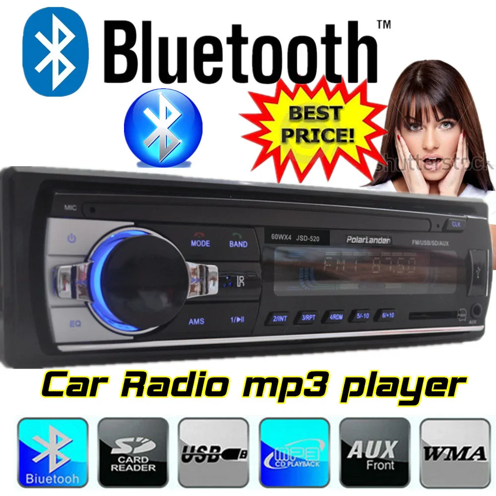 12 в автомобильный аудио Bluetooth 1 din Авто Стерео Радио aux в автомагнитоле bluetooth MP3 FM/USB/1 Din/пульт дистанционного управления/USB порт