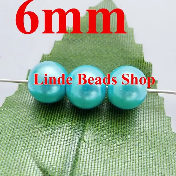 

750pcs/lot 6mm glass pearl beads christmas ornament loose round beads for jewelry, decoration, aquanmarine colour GP06048
