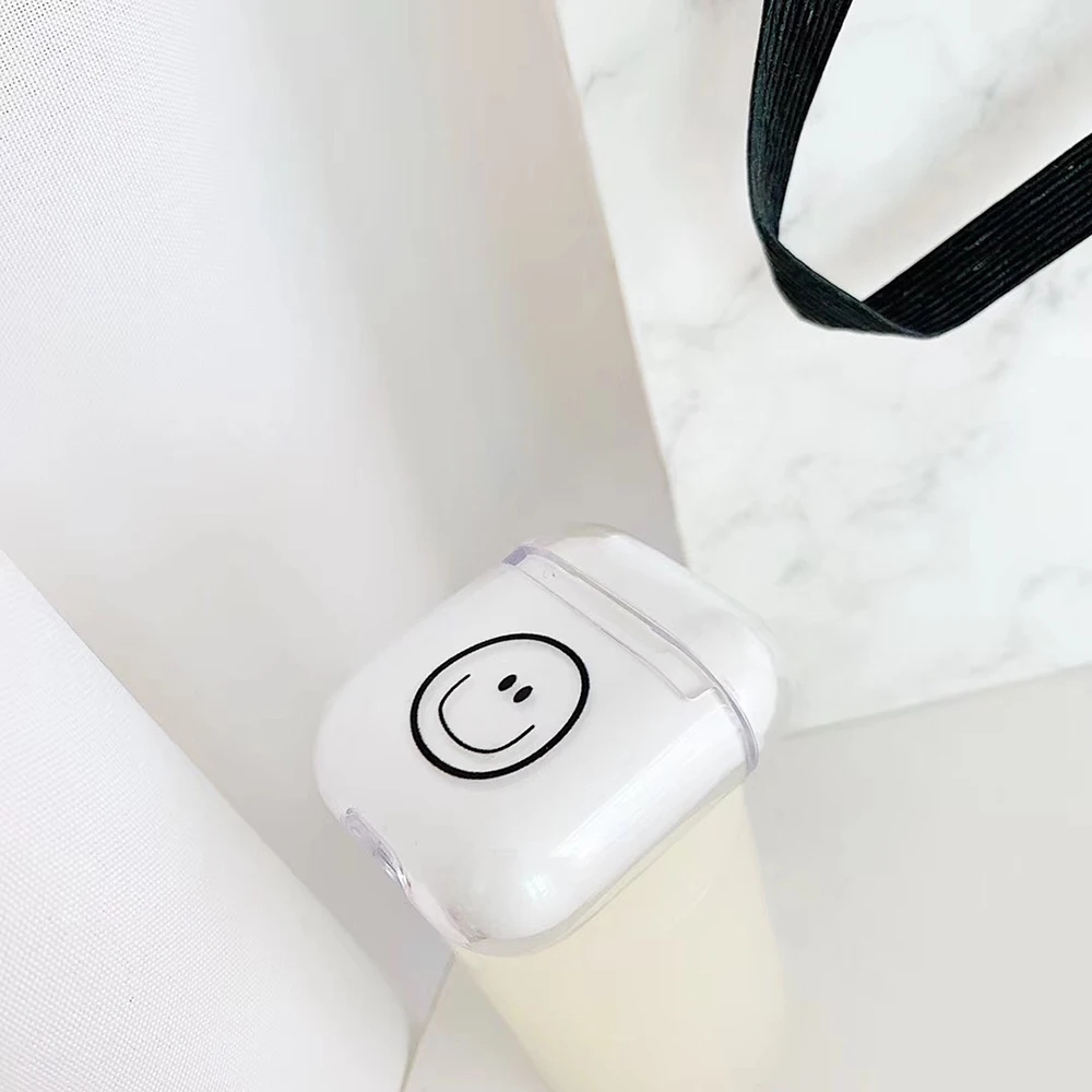 Милый чехол со смайликом для Apple Airpods Hedset пластиковый защитный беспроводных