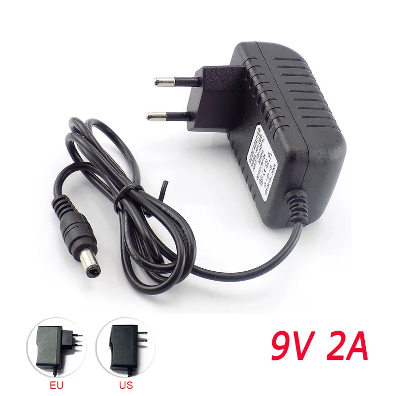 9V 2A 5.5mm2.5mm Преобразователь переменного тока в постоянный, Мощность адаптер питания Зарядное устройство адаптер 5V 12V 9V 1A 2A 3A 0.5A US EU Plug 5,5 мм x 2,5 мм 100-240V для видеонаблюдения Светодиодные ленты светильник - Цвет: 9V 2A 5.5mm2.5mm