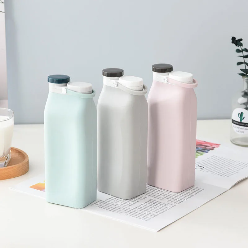 

New 600ML Portable Silicone Water Bottle Retractable Folding Kids Cute Drink Bottle Outdoor Travel Collapsible Water Bottle Gif