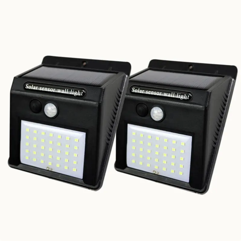 35LED - 2pcs Настенный светильник с датчиком движения PIR, 20, 35LED, 100LED, уличный светильник на солнечной энергии, уличный, уличный, водонепроницаемый, для двора, для дома, сада, лампа на солнечной энергии - Испускаемый цвет: 35LED - 2pcs