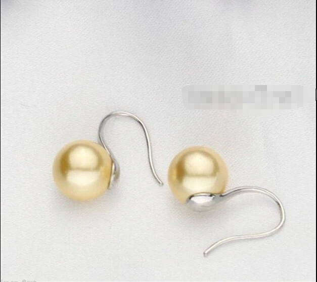 

Free shipping @ Exquisite 10MM Yellow South Sea Shell Pearl Silver Hook Earrings AAA+