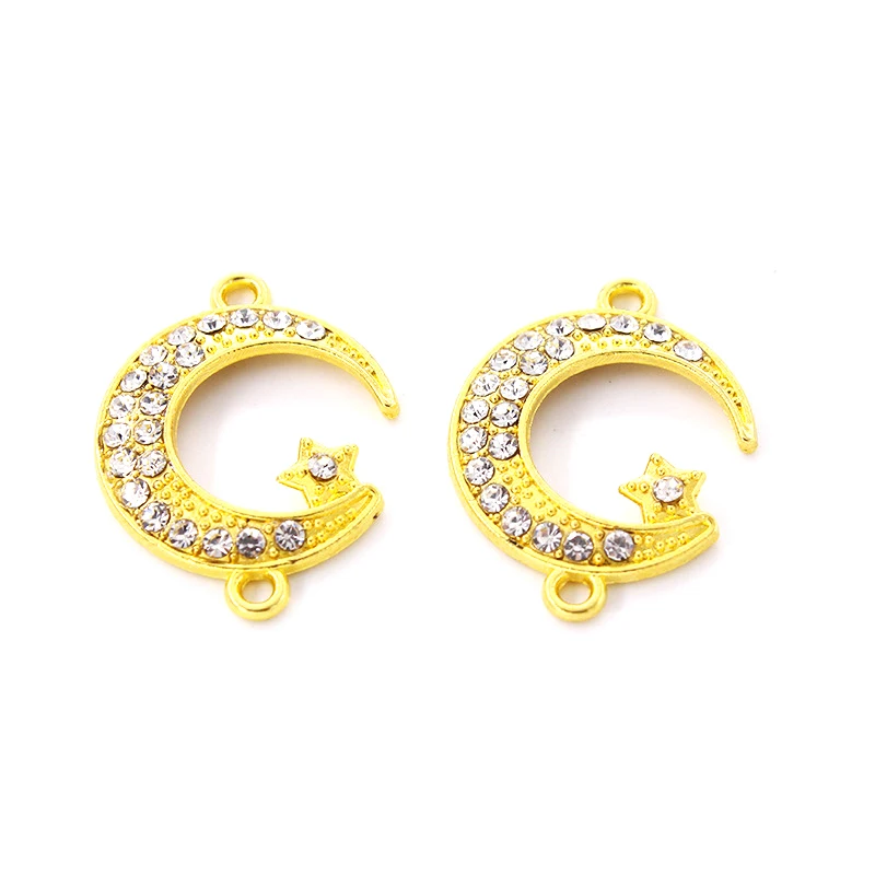 Semitree 10pcs/lot 24mm Rhinestone Gold Star Moon Connectors for DIY Bracelets Exquisite Charms Jewelry Making Accessories | Украшения и