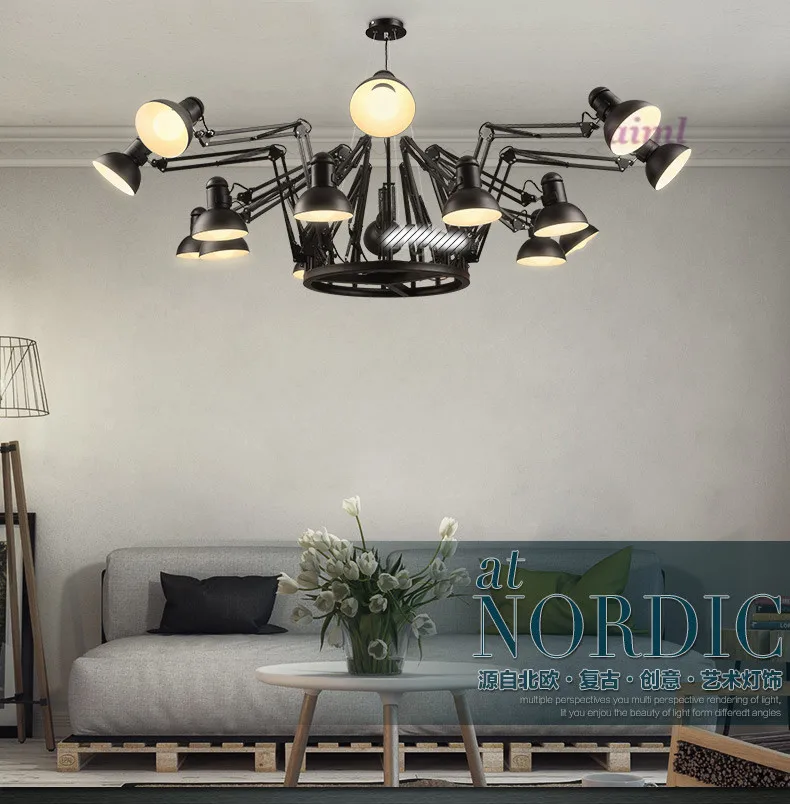 

2019 store office chandelier bar and restaurant industry creative personality spider telescopic Iron Chandelier 110-240