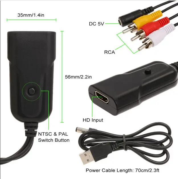 HD 1080P HDMI в AV/RCA CVBS адаптер мини HDMI2AV видео конвертер коробка для HD tv PS3 компьютер ПК видеомагнитофон