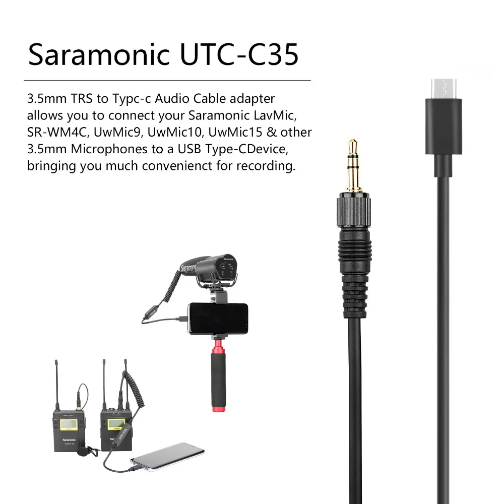 Saramonic UCT-C35 TRS к тип-c микрофонный кабель аудио адаптер для использования Uwmic9 UwMic15 SR-WM4C с тип-c устройства смартфонов