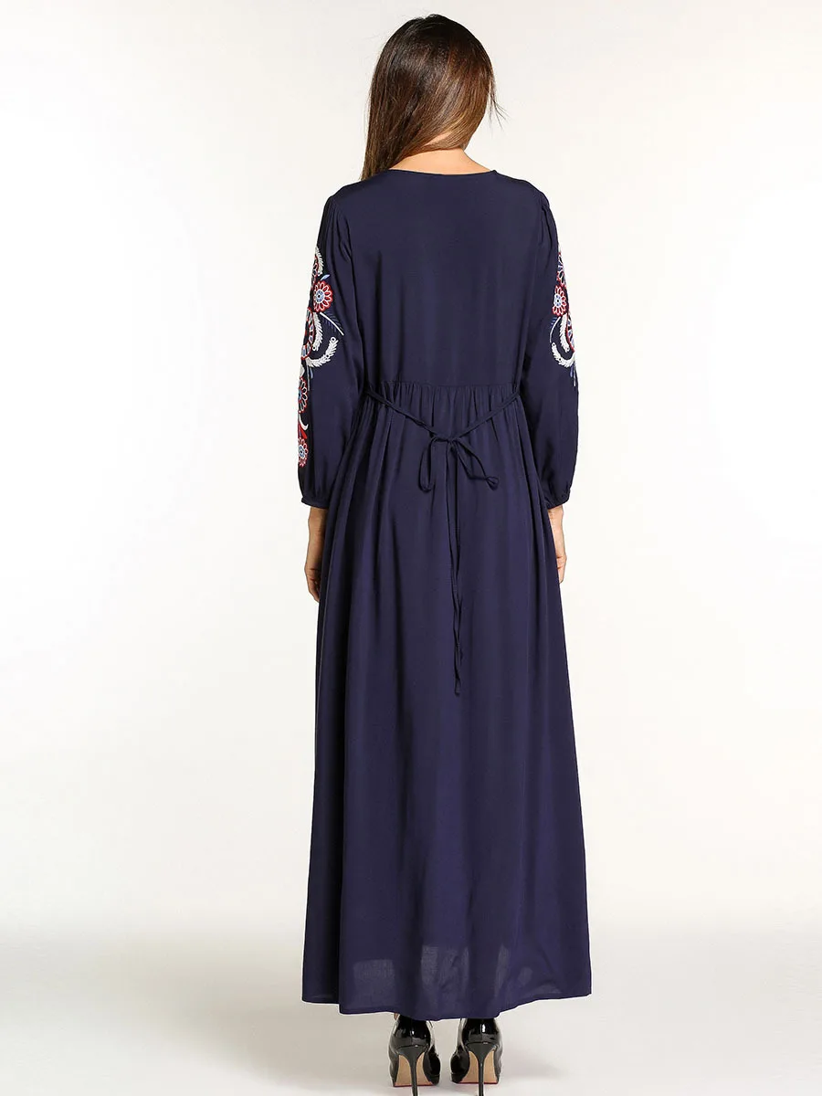 Вышивка abaya Дубай Бангладеш Исламская одежда плюс размер нарядное платье в