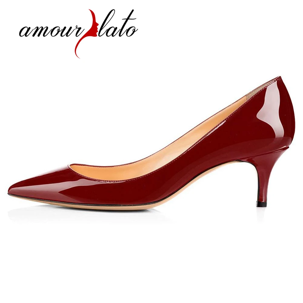 

Amourplato Women Mid-heel Pumps Pointed Toe Slip-on Kitten Heel Office Dress Shoes 6.5cm Heels Lady Work Party Prom Shoes 5-13